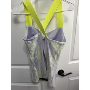 Nike Gray And Neon Yellow Crisscross Tank thumbnail 2