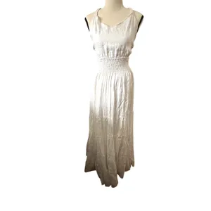 LUSANA Archie Linen Open Back Maxi Dress‎ White NWT Sz 4 thumbnail 2