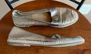 Tory Burch Seaside Glitter‎ Espadrille Flats in Gold Size 5.5 or 36 thumbnail 1