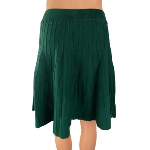 Anthropologie Meadow Rue Green Sweater Knit Pleated Mini Skater A-Line Skirt M thumbnail 4