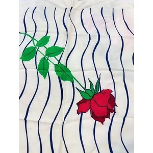 Christian Dior Vintage Silk Scarf Red Rose Navy Wavy Stripe Cream Made in France thumbnail 9