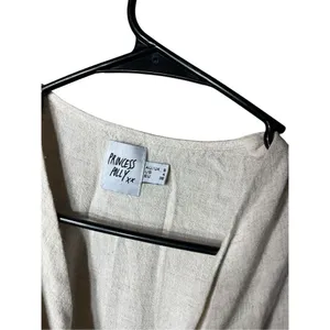 Princess Polly Ragnar Beige Linen Blend Tie Front Romper Size 4 thumbnail 4