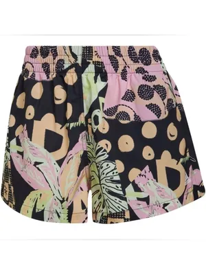 adidas+ Farm Rio Neon Multi Print Athletic Shorts. Black, Pink, Peach & Green thumbnail 2