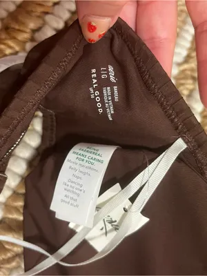Aerie NWT Classic Bandeau large rib Bikini Set in Dark Chocolate Brown thumbnail 3