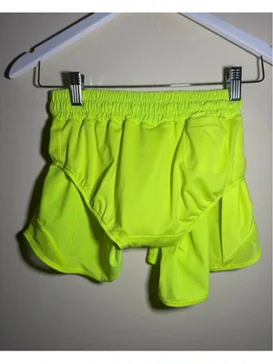 Lululemon Hotty Hot Athletic Shorts in Neon Yellow Sz 4 thumbnail 4