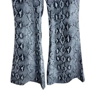 Missy Empire Snakeskin Print Bell Bottom Flare Pants Grey Goth Edgy Size 14 thumbnail 3