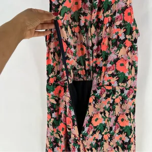 J. Crew Mercantile Neon Floral Print Ruched Waist Sleeveless Flounce Dress‎ thumbnail 13