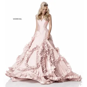Sherri Hill‎ 51578 Strapless Ruffle Ball Gown Blush Pink Size 2 $598 thumbnail 1
