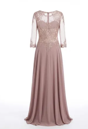 XScape Mauve Embroidered Long Sleeve Evening Dress thumbnail 3