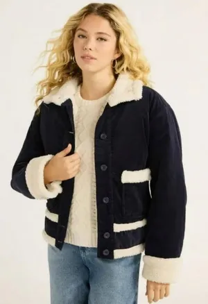 NWT Free Assembly Navy Corduroy Sherpa-Lined Jacket XXL (20) thumbnail 1