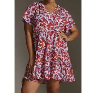 Anthropologie Women’s Floral Tiered Ruffle Mini Dress Multicolor XS thumbnail 4