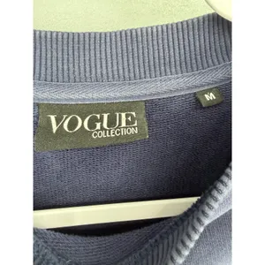 Vogue Women Sweatshirt Navy Blue Tonal Embroidered Logo Organic Cotton Medium thumbnail 6