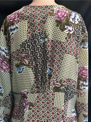 Necessary Objects Vintage Olive Patchwork Floral Midi Dress SM NWT thumbnail 9