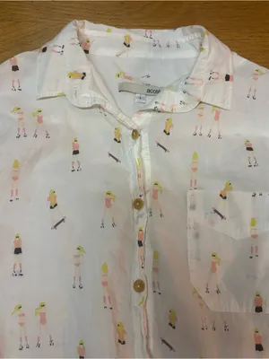 Anthropologie Acote’ Skater Rollerskating Kitschy Beach Novelty Resortwear Cotton Blouse L thumbnail 5