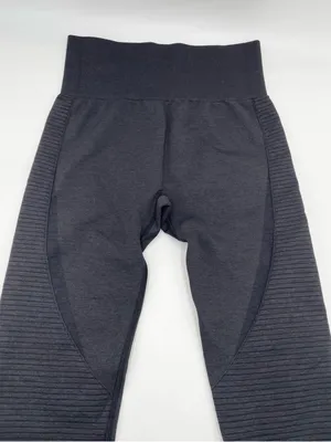 Acta Women's Black Seamless Moto Leggings Size Small Athleisure Workout Ribbed thumbnail 5