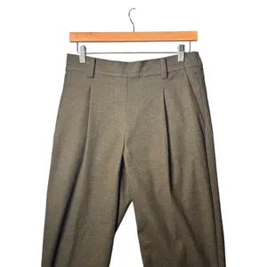 LOFT Womens Tapered Pants S Olive Green Pleated Elastic Back Dark Academia Pants thumbnail 2