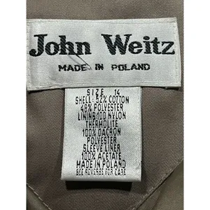 John Weitz Trench Coat Womens Size 14‎ Beige 90s Shoulder Pads thumbnail 4