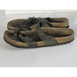 Birkenstock Mayari Black Leather Strappy Toe Loop Sandals 40 European USA 9-9.5L thumbnail 2