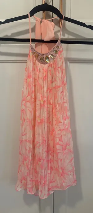 Victoria's Secret Pink Floral Beaded Halter Mini Dress M/M NWT valentine slip thumbnail 1