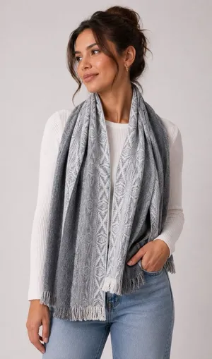 Qisu‎ Alpaca Acrylic Fringe Knit Scarf Cozy Neutral Wrap One Size thumbnail 1