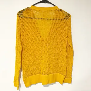 Free People FP‎ Beach Size Small Open Knit Mustard Yellow Cardigan thumbnail 6