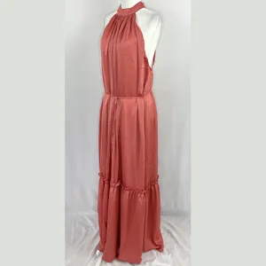 New One One Six Open Back High Neck Sleeveless Tiered Maxi Dress Clay Size Large thumbnail 9