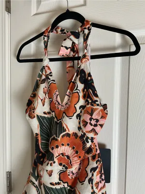 NWT Lulus Boho Tropical Floral Halter Mini Dress Size Medium thumbnail 4