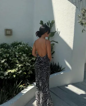 Zara dress maxi zebra animal print flower open back bodycon evening wedding thumbnail 18