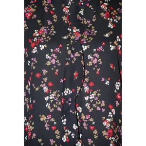 Ann Taylor Ladies Black Floral Long Sleeve Blouse Size S Button Up Ruffle Front thumbnail 3