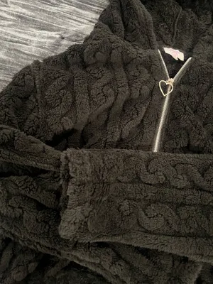 Cozy Plush Hooded Half-Zip Sweater - Black size L by Angel cult thumbnail 4