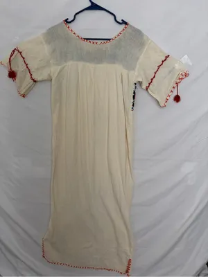 Mexican Hand Embroidered Dress Ivory Floral San Antonino Artisanal Boho(A852) thumbnail 13