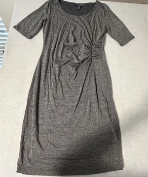 A Pea in the Pod Maternity Gray Heathered Side Ruched Sheath Dress Medium thumbnail 1