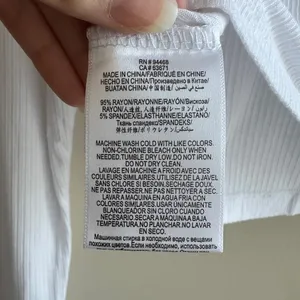 BCBGeneration Cropped Long Sleeve Ribbed Tee, White, Size Medium thumbnail 10