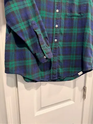 VTG L.L Bean Size 8 Blue Green Plaid Cotton Flannel Long Sleeve Button Shirt thumbnail 4