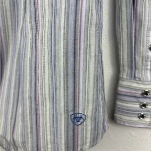 Ariat‎ Pro Series Women's XL Striped Button Up Western Shirt Bedazzled Snaps thumbnail 8