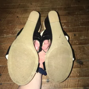 Pesaro black strappy, cork wedge 7.5 sandals thumbnail 2
