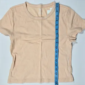 Aerie Womens Waffle Knit Crop Top Tee Peach Oversized M‎ NWT thumbnail 7