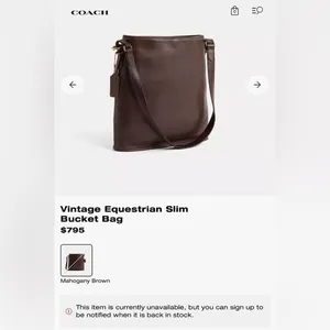 Coach Vintage Equestrian Slim Bucket Bag Mahogany Brown Leather Crossbody 9806 thumbnail 12