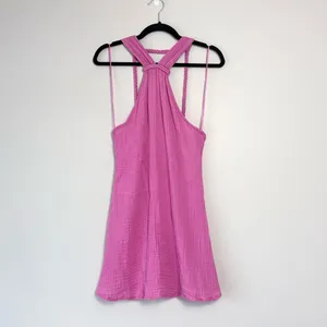 Anthropologie Braided Halter Mini Dress in Pink XS thumbnail 6