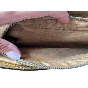 vintage Versace Parfums gold cosmetic clutch bag makeup metallic snakeskin thumbnail 8