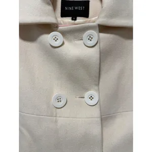 Nine West Womens Cream Wool Blend Double Breasted Cropped Pea Coat Jacket Size 6 thumbnail 8