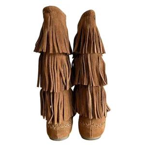 Makalu Women's Nalani Tall 3 Tier Leather Fringe Boot Size 8 thumbnail 4