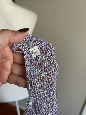 Sequined Lilac Crochet Halter Dress Top thumbnail 7
