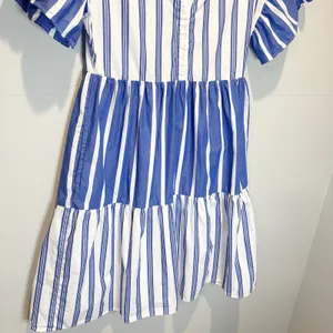 Villagallo Blue & White Stripe Tiered Cotton Mini Dress - size 36 (US 4) thumbnail 3