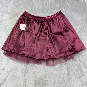 Altar'd State Burgundy Satin Tulle Hem Mini Skirt NWT Size Medium thumbnail 6