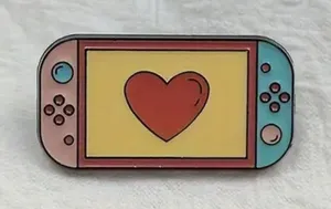 Heart Design Nintendo Switch Gaming Console Enamel Pin Blue thumbnail 1