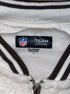 NFL Team Browns Cream Sherpa Zip Jacket with Embroidered Helmet thumbnail 2