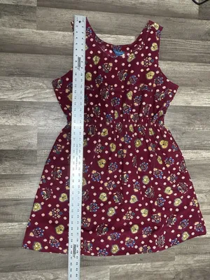 Vintage April Cornell Corduroy Midi Dress XL Burgundy Heart Print Cottagecore thumbnail 10