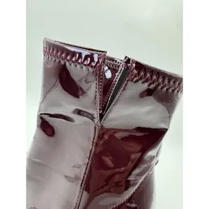 Zara Patent Leather High Heel BURGUNDY Boots Womens 36 thumbnail 6