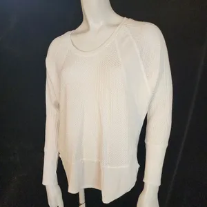 Lazy Sundays White Waffle Knit Long Sleeve Top (S) thumbnail 2